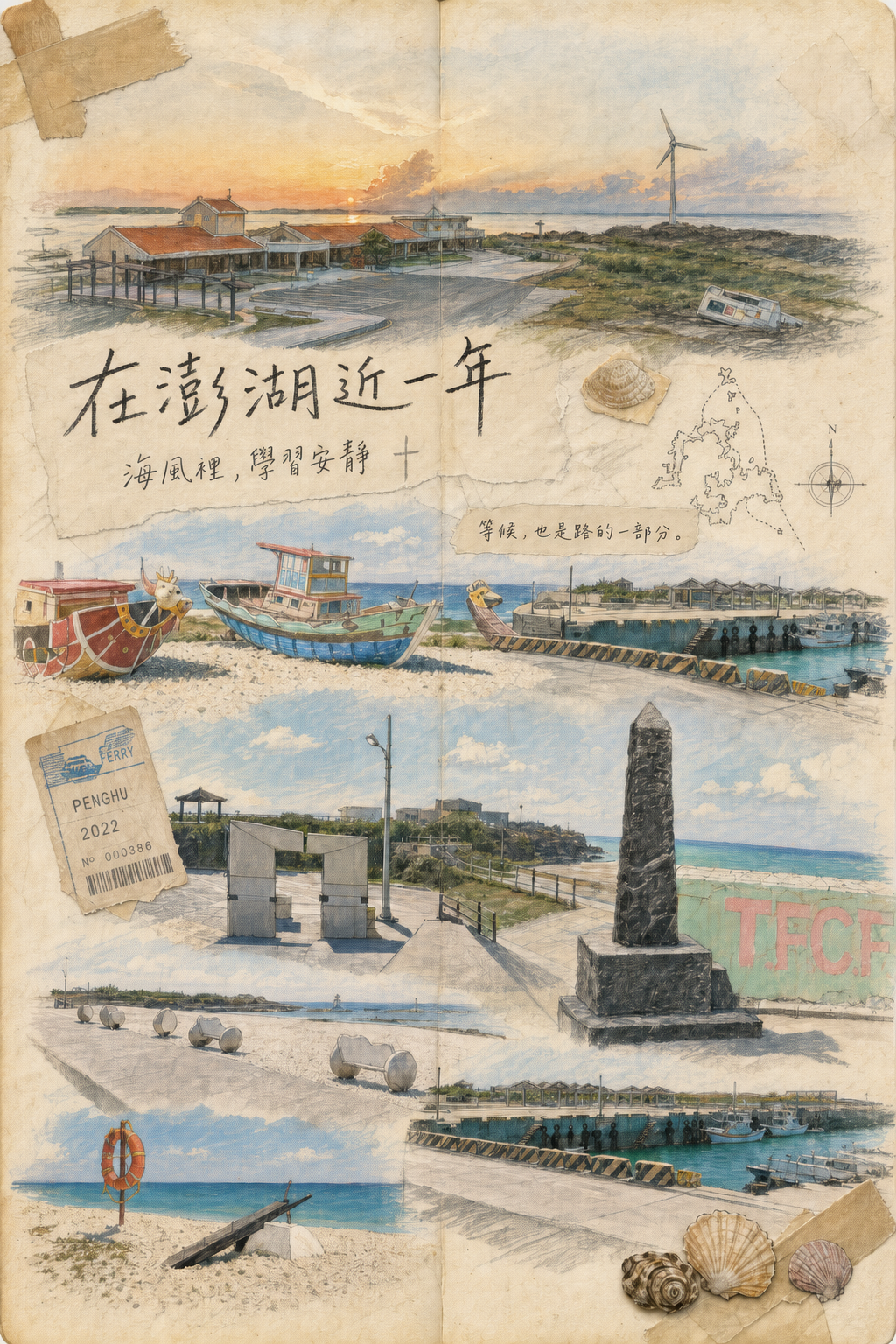 在澎湖近一年旅人筆記本插畫