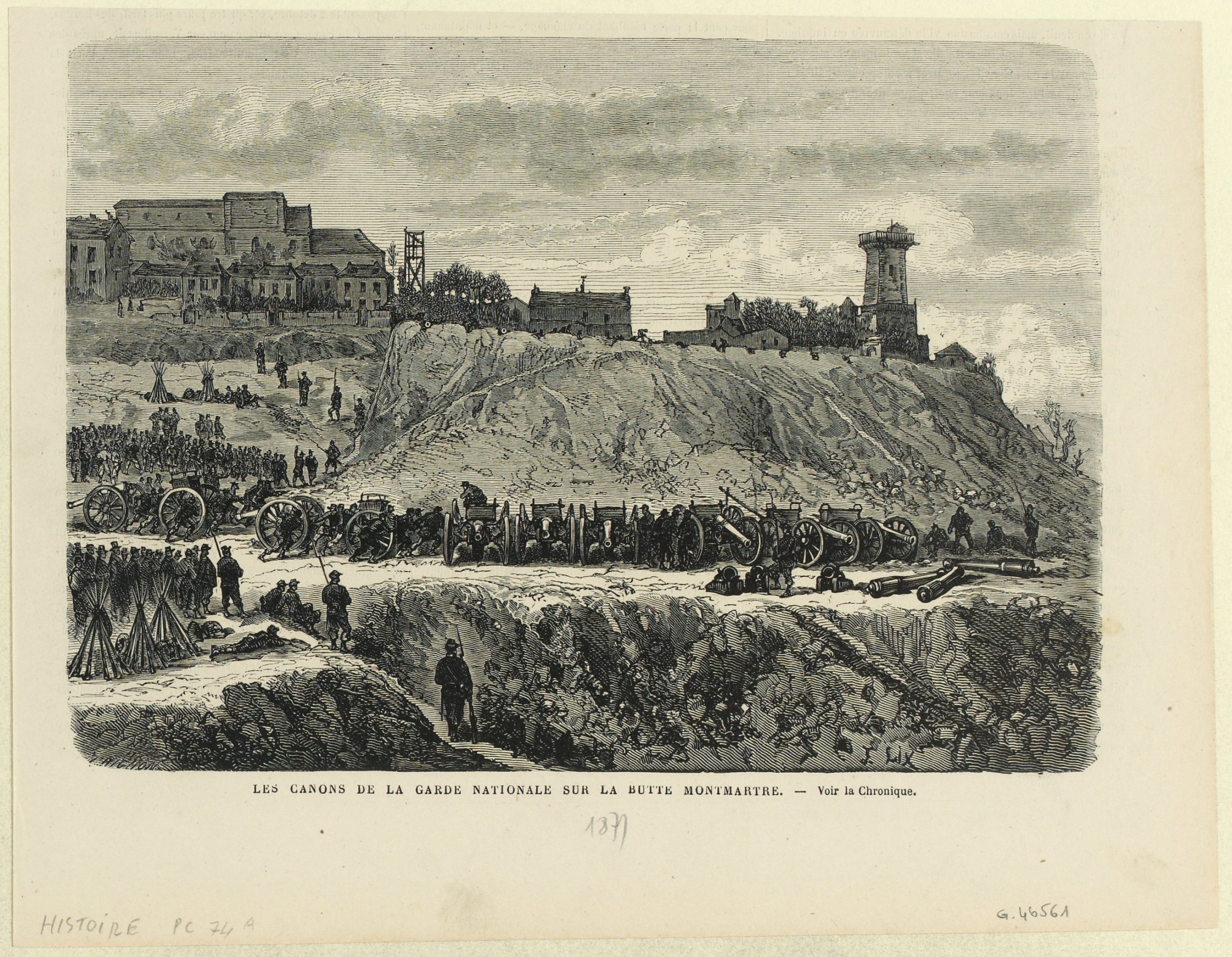 1871年蒙馬特山丘上的國民自衛軍大砲
